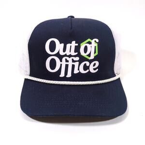 Out of Office Blue & White Trucker Hat w Chain Board Braid Adjustable Element